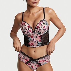 VS Corset Bra size 34DD NEW! Victoria’s Secret Pink floral black lace